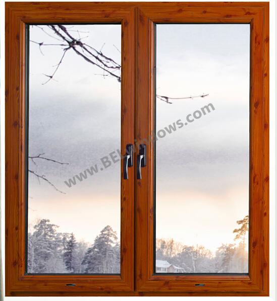 Wood color aluminium casement window