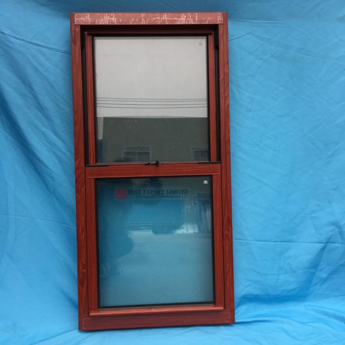 Wood effect aluminum single hung windows